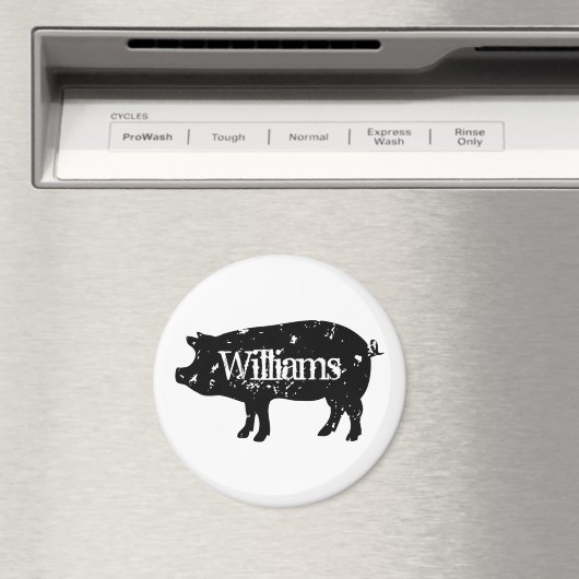  varken silhouet aangepaste familienaam koelkast magneet (Insitu (Vaatwasser))