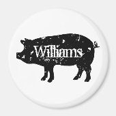  varken silhouet aangepaste familienaam koelkast magneet (Voorkant)