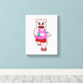 Varken tijdens uitvoering canvas afdruk (Insitu (Houten vloer))