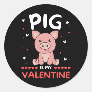 Varken voor Valentijnsdag Leuke Dieren Varken is m Ronde Sticker