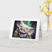 VARKEN ZEGT WAT PLEZIER ** VOLWASSEN VERJAARDAG ** KAART (Gele Bloem)