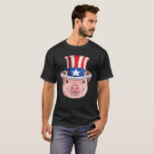 Varkens 4e juli oom Sam Mannen Amerikaanse vlag T-shirt (Voorkant volledig)
