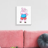 Varkens als Bodybuilder met grote bovenarm Canvas Afdruk (Insitu (Woonkamer))