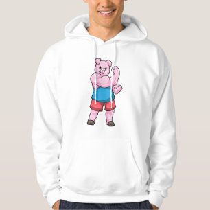 Varkens als Bodybuilder met grote bovenarm Hoodie