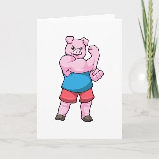 Varkens als Bodybuilder met grote bovenarm Kaart (Voorkant)