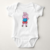 Varkens als Bodybuilder met grote bovenarm Romper (Voorkant)