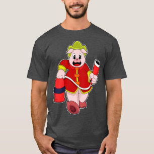 Varkens als brandweerman met brandblusapparaat t-shirt