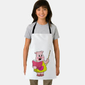 Varkens als leraar met boek schort (Insitu)