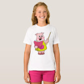 Varkens als leraar met boek t-shirt (Voorkant volledig)