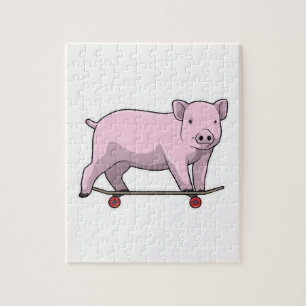 Varkens als Skater met Skateboard Legpuzzel