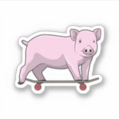 Varkens als Skater met Skateboard Sticker (Voorkant)