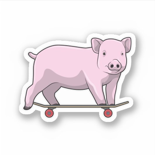 Varkens als Skater met Skateboard Sticker (Voorkant)