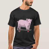 Varkens als Skater met Skateboard T-shirt (Voorkant)