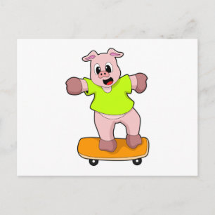 Varkens als Skater op skateboard Briefkaart