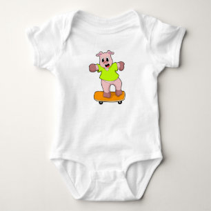 Varkens als Skater op skateboard Romper