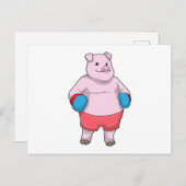 Varkens bij Boxing met boxinghandschoenen Briefkaart (Voorkant / Achterkant)