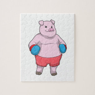 Varkens bij Boxing met boxinghandschoenen Legpuzzel
