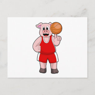 Varkens bij de Basketball Sports Briefkaart