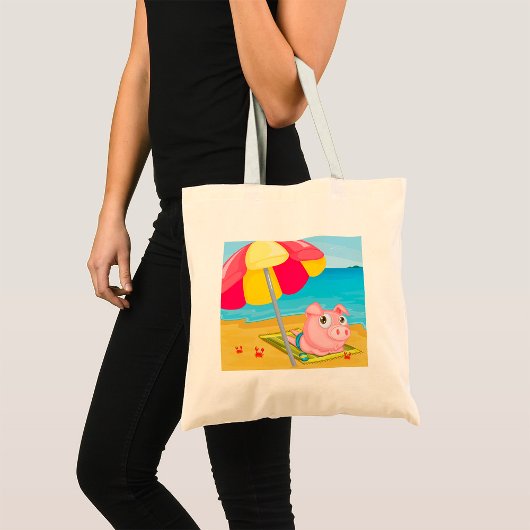 Varkens bij de strand Canvas tas