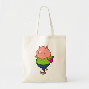 Varkens bij gealigneerde schaatsen met schaatsen v tote bag