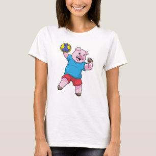 Varkens bij handbalsport t-shirt