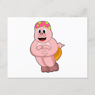 Varkens bij het pompen in water briefkaart