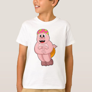 Varkens bij het pompen in water t-shirt