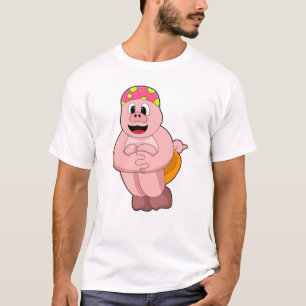 Varkens bij het pompen in water t-shirt