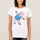 Varkens bij Yoga Stretching T-shirt (Voorkant)