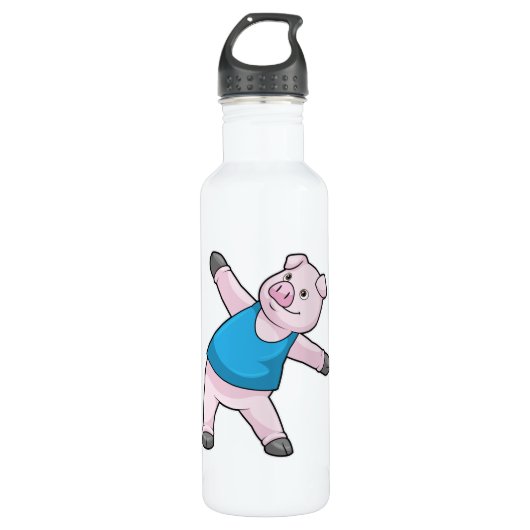 Varkens bij Yoga Stretching Waterfles (Voorkant)