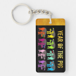 Varkens Chinees nieuwjaar Zodiac Birthday Name Sle Sleutelhanger