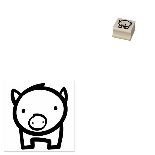 Varkens Doodle Rubber Stempel (Gestempeld)