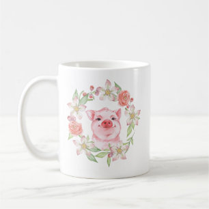 Varkens en bloemen koffiemok