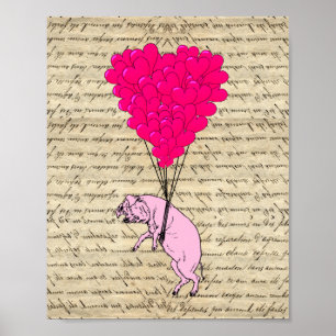 Varkens en hartballonnen poster