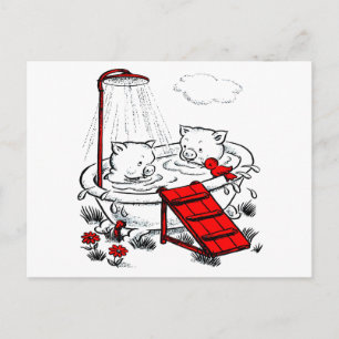 Varkens en vogel in de adem Briefkaart