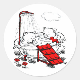  Varkens en vogel in de adem Ronde Sticker
