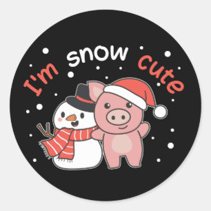 Varkens Ik ben Sneeuwpop Sneeuwpop Pun Classic Rou Ronde Sticker