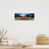 Varkens in Blanket Romantic Night Moon Poster Navy (Keuken)