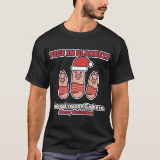 Varkens in dekens Grappig kerstdinermaal ontwerp T-shirt
