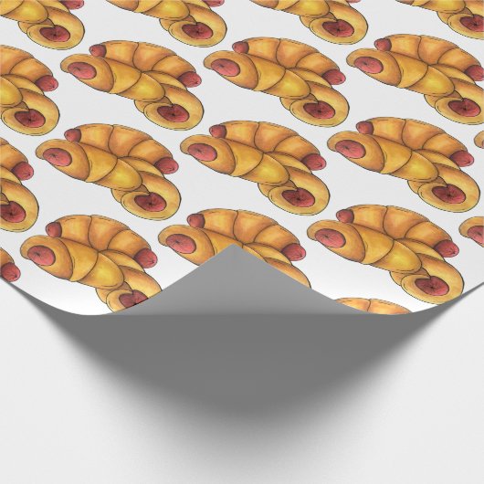 Varkens in een Blanket Crescent Roll Hot Dog Junk  Cadeaupapier (Hoek)