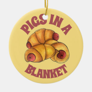 Varkens in een Blanket Crescent Roll Hot Dog Junk  Keramisch Ornament