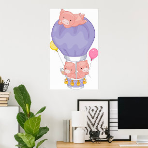 Varkens in een luchtballon poster