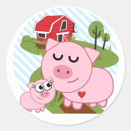 VARKENS IN HET BOERDERIJ RONDE STICKER (Voorkant)