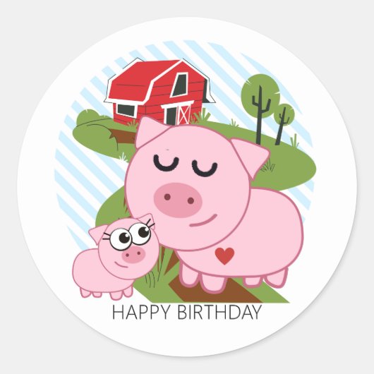 VARKENS IN HET BOERDERIJ RONDE STICKER (Voorkant)