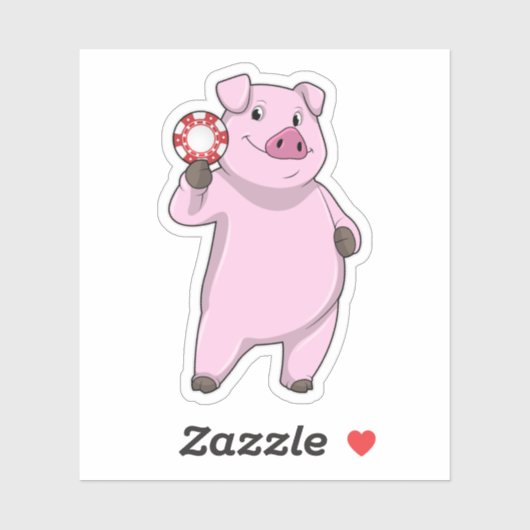 Varkens in Poker met pokerchips Sticker (Vel)
