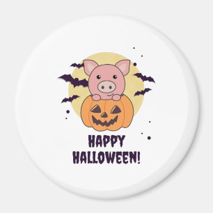 Varkens in pomkin Sweet Pigs Happy Halloween Magneet