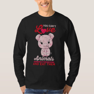 Varkens - je houdt van dieren en eet ze op - Veget T-shirt