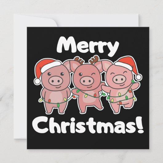 Varkens Kerst Mooie Varkens Prettig Kerst Uitnodig Kaart (Voorkant)