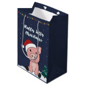 Varkens Kerstairdieren Varkens Medium Gift Bag Medium Cadeauzakje (Voorkant Gekanteld)