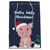 Varkens Kerstairdieren Varkens Medium Gift Bag Medium Cadeauzakje (Voorkant)